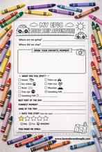 Load image into Gallery viewer, Road Trip Kids Activity Packet: 5 Activity Pages Mailed to You + Dot Stickers and Crayons + Road Trip Resource Guide (Influencer)