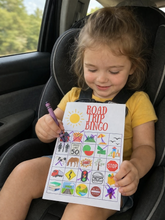 Load image into Gallery viewer, Road Trip Kids Activity Packet: 5 Activity Pages Mailed to You + Dot Stickers and Crayons + Road Trip Resource Guide (Influencer)