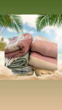 Load image into Gallery viewer, Buttery soft, 100% authentic, full length, beach and home, linen Turkish Towels with tassels
