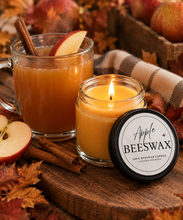Load image into Gallery viewer, All Natural Apple Spice Hand Poured Beeswax Candle - 4 oz with a bonus FREE digital Cozy Home Guide