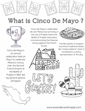 Load image into Gallery viewer, What is Cinco de Mayo? Coloring Pages for Kids Digital Download