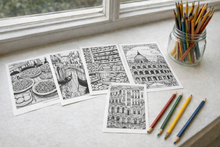 Load image into Gallery viewer, Set of 5 Italy Adult Coloring Pages Mailed to You
