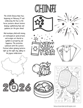 Load image into Gallery viewer, The New Year Around the World Coloring Page Download and Printed Pages Featuring: China, Mexico and Russia

