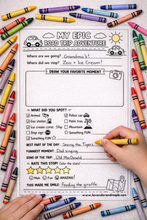 Load image into Gallery viewer, Road Trip Kids Activity Packet: 5 Activity Pages Mailed to You + Dot Stickers and Crayons + Road Trip Resource Guide (Influencer)
