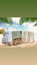 Load image into Gallery viewer, Buttery soft, 100% authentic, full length, beach and home, linen Turkish Towels with tassels
