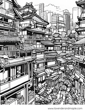 Load image into Gallery viewer, Pack of 5 Japan Adult Coloring Pages
