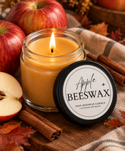 Load image into Gallery viewer, All Natural Apple Spice Hand Poured Beeswax Candle - 4 oz with a bonus FREE digital Cozy Home Guide
